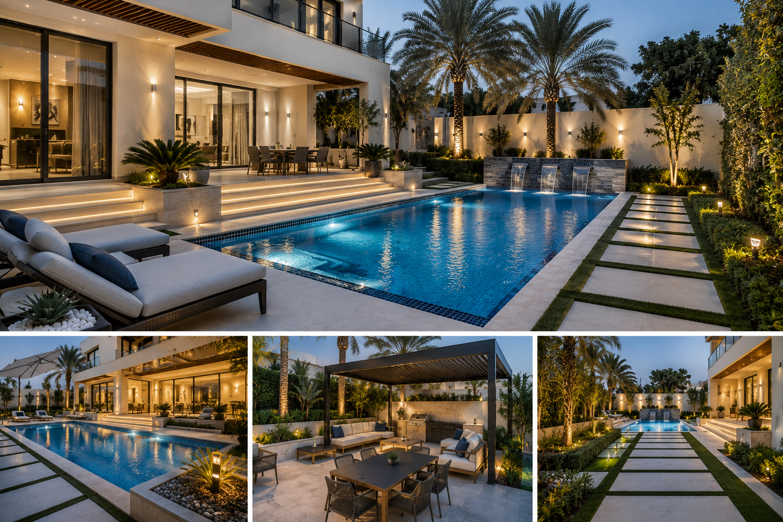 Modern Villa Pool & Poolside Landscape Emirates Hills, Dubai