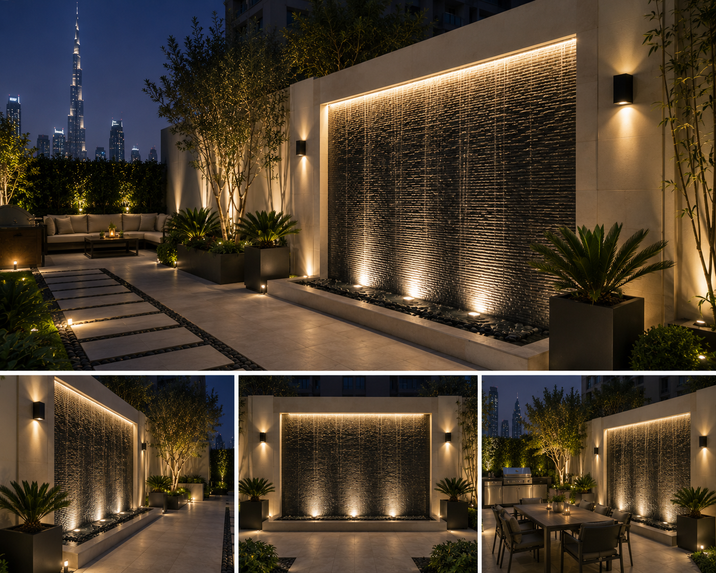 Modern Wall Water Feature — Downtown Dubai